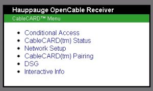 CableCARD Menu