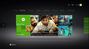 The logged-in Xbox LIVE Dashboard is alive with premium apps, promos, and ads
